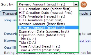 Sort Hits on MTurk
